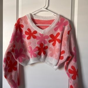 Shein cropped flower sweater